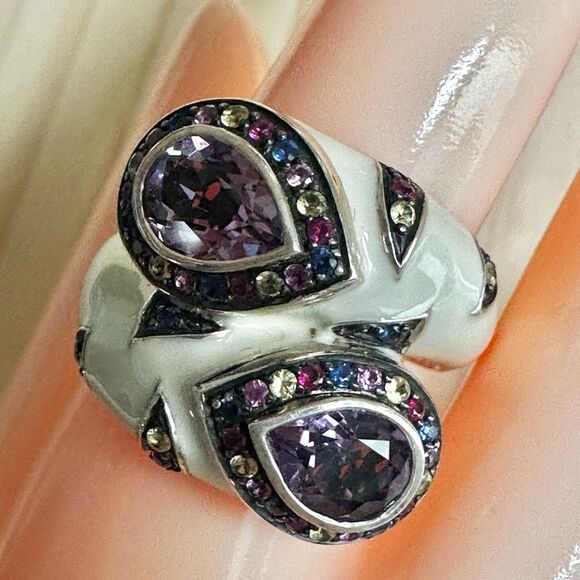 Effy (BH) Sterling Silver Multi-Gem & Enamel Statement Ring - Picture 6 of 11